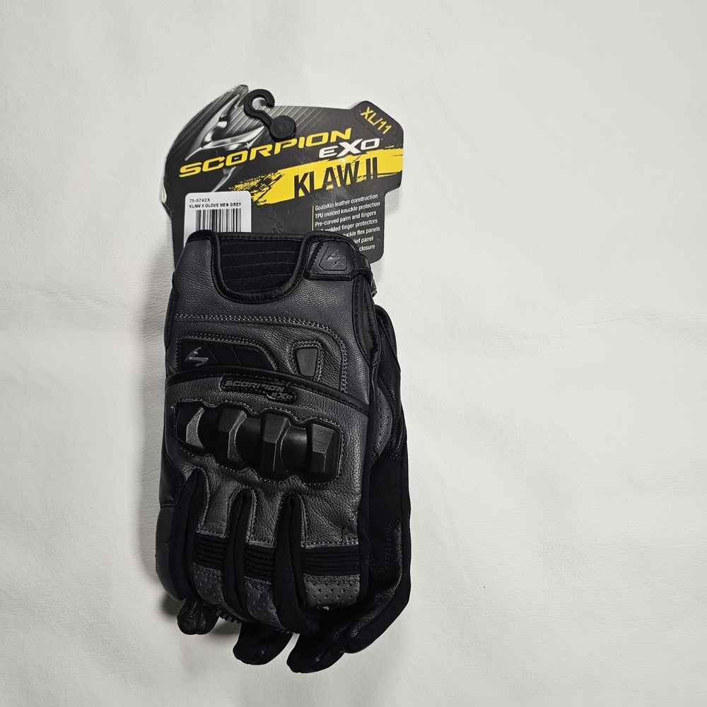 Scorpion EXO Klaw II Motorcycle Gloves Men XL/11 Gray Black Goatskin Leather